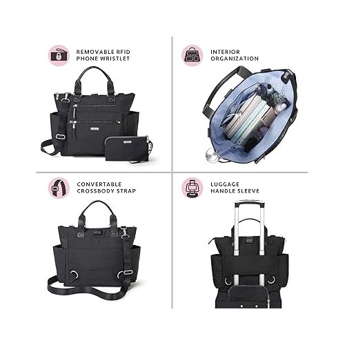  Baggallini 3-in-1 Convertible Backpack - Medium 12x15 inch Travel Backpack Crossbody Tote with RFID Phone Wristlet