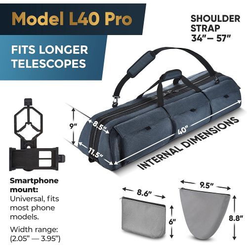  [아마존베스트]Bagmate Multipurpose Telescope Case - Fits Most Telescopes - 40x10.6x7 inch - Bonus Smart Phone Adapter Included