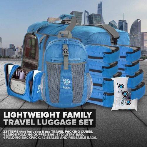  Bago Travel Bag Set for Family - Light & Foldable Duffle Backpack Cubes Toiletry