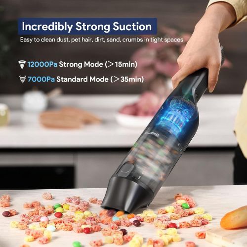 Handheld Vacuum Cleaner Cordless, Portable Lightweight Hand Vacuum Bagotte, Rechargeable 2600mAH Li-ion Battery, 3H Quick Charge, 35Min Long Run Time for Home Car Pet Hair Deep Cle
