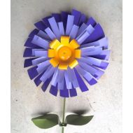 BagsForHagsAluminum Recycled Metal Flower Garden Purple, Mum, Aluminum, Yard Art, Lawn Stake