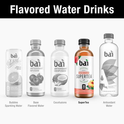  [아마존 핫딜] [아마존핫딜]BAI Bai Iced Tea, Supertea Variety Pack II, Crafted with Black Tea and White Tea, 18 Fluid Ounce Bottles, 12 count, 3 each of Narino Peach Tea, Rio Raspberry Tea, Socorro Sweet Tea, Ta