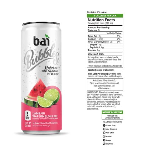  [아마존핫딜][아마존 핫딜] Bai Bubbles, Sparkling Water, Sublime Variety Pack, Antioxidant Infused Drinks, 11.5 Fl. Oz Cans, 12 count, 4 each of Bogota Blackberry Lime, Lambari Watermelon Lime, Waikiki Cocon