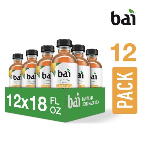  [아마존 핫딜] [아마존핫딜]Bai Iced Tea, Tanzania Lemon, Antioxidant Infused Supertea, Crafted with Real Tea (Black Tea, White Tea), 18 Fluid Ounce Bottles, 12 count