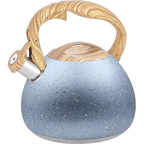  Baian-T Black Tea Kettle for Stove Top, Tea Kettle stovetop whistling Tea pot 2. 8Lstainless steel, Kettles With wood grain Heat proof Handle for All Heat Sources (blue)