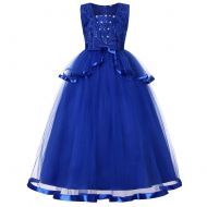 Baixia Sleeveless Flower Girl Wedding Party Princess Dress Children Costume Teenager Crystal Designs