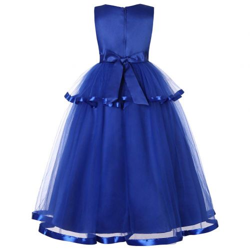  Baixia Sleeveless Flower Girl Wedding Party Princess Dress Children Costume Teenager Crystal Designs