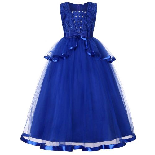  Baixia Sleeveless Flower Girl Wedding Party Princess Dress Children Costume Teenager Crystal Designs