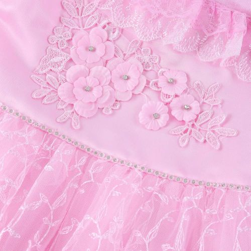  Baixia Straps Lace Embroidered Flower Girl Wedding Party Princess Dress Children Costume Teenager