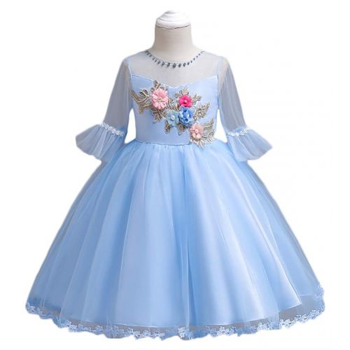  Baixia Short Sleeve Flower Girl Wedding Party Princess Dress Children Costume Teenager Crystal Designs