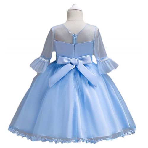  Baixia Short Sleeve Flower Girl Wedding Party Princess Dress Children Costume Teenager Crystal Designs