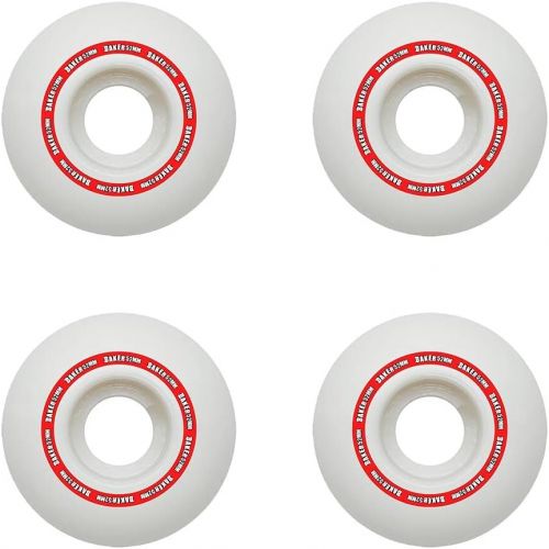  Baker Skateboards Baker Skateboard Wheels Red Stripe 52mm 99A White