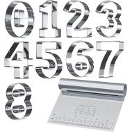 Bakerpan Stainless Steel Cookie Cutter Number Shapes Set 3 1/2 Inch with Bonus Dough Cutter