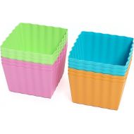 Bakerpan Silicone Square Molds for Baking, Baking Cups, Mini Cake Molds, Square Cupcake Liners, 1.5 Inch Square Cups - Set of 12