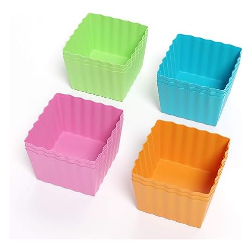  Bakerpan Silicone Square Molds for Baking, Baking Cups, Mini Cake Molds, Square Cupcake Liners, 1.5 Inch Square Cups - Set of 12