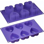 Bakerpan Silicone Heart Mold for Baking, Heart Muffin Baking Tray, Valentine's Day Silicone Mold, Mini Cake Heart Pan, 2 3/4 Inch Hearts, Heart Mold Silicone, 6 Hearts - Set of 2