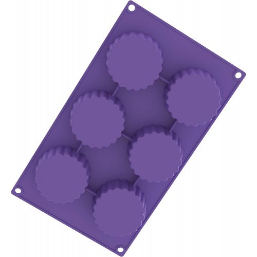  [아마존베스트]Bakerpan Silicone 2 3/4 Inch Round Tart Mold, Mini Cakes, Desserts, 6 Cavities Pan - Set of 2