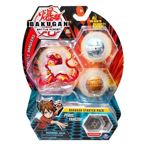  [아마존베스트]Bakugan Starter Pack 3 Pack, Pyrus Fangzor, Collectible Transforming Creatures, for Ages 6 & Up