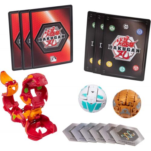  [아마존베스트]Bakugan Starter Pack 3 Pack, Pyrus Fangzor, Collectible Transforming Creatures, for Ages 6 & Up