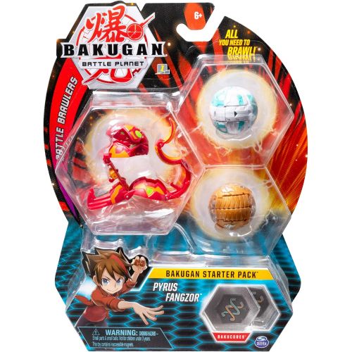  [아마존베스트]Bakugan Starter Pack 3 Pack, Pyrus Fangzor, Collectible Transforming Creatures, for Ages 6 & Up