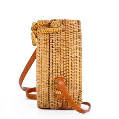  Balalafairy Beach Purse and Handbags Women Crossbody Bag Round Straw Bag Handmade Women Hand Bag Stylish Girls Tote Beach Bag Straps Natural Chic Handwoven Bag (Color : Primary Color, Size : 2