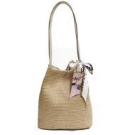 Balalafairy-han Women Classic Handbags Straw Bucket Bag Rattan Bag Simple Wild Straps Holiday Beach Bag Fashion Tide Handbag Birthday Gift