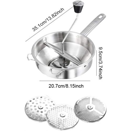  [아마존베스트]Balana Floatant Stainless Steel Food Mill,Fruit Vegetables Grinder,Rotary Food Mill Potato Ricer with 3 Interchangeable Disks,Easy Clean & Easy Assemble