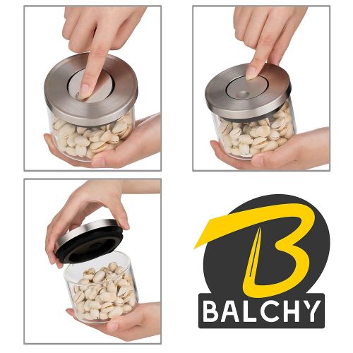  Balchy 5-Piece Canisters Sets with Silicone Seal Borosilicate Glass Jars Vacuum Seal for Tea Coffee Sugar Pop Flour Canister for Kitchen