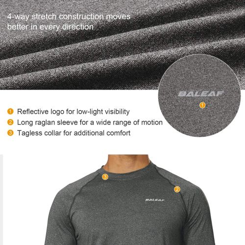  Baleaf BALEAF Mens Cool Running Workout Long Sleeve T-Shirt