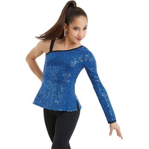  Balera Dance Tunic Sequin Performance With Asymmetrical Neckline and Single Long Sleeve