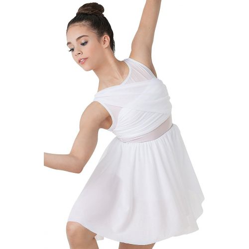  Balera Lyrical Dance Dress Stretch Mesh Wrap White Child Large