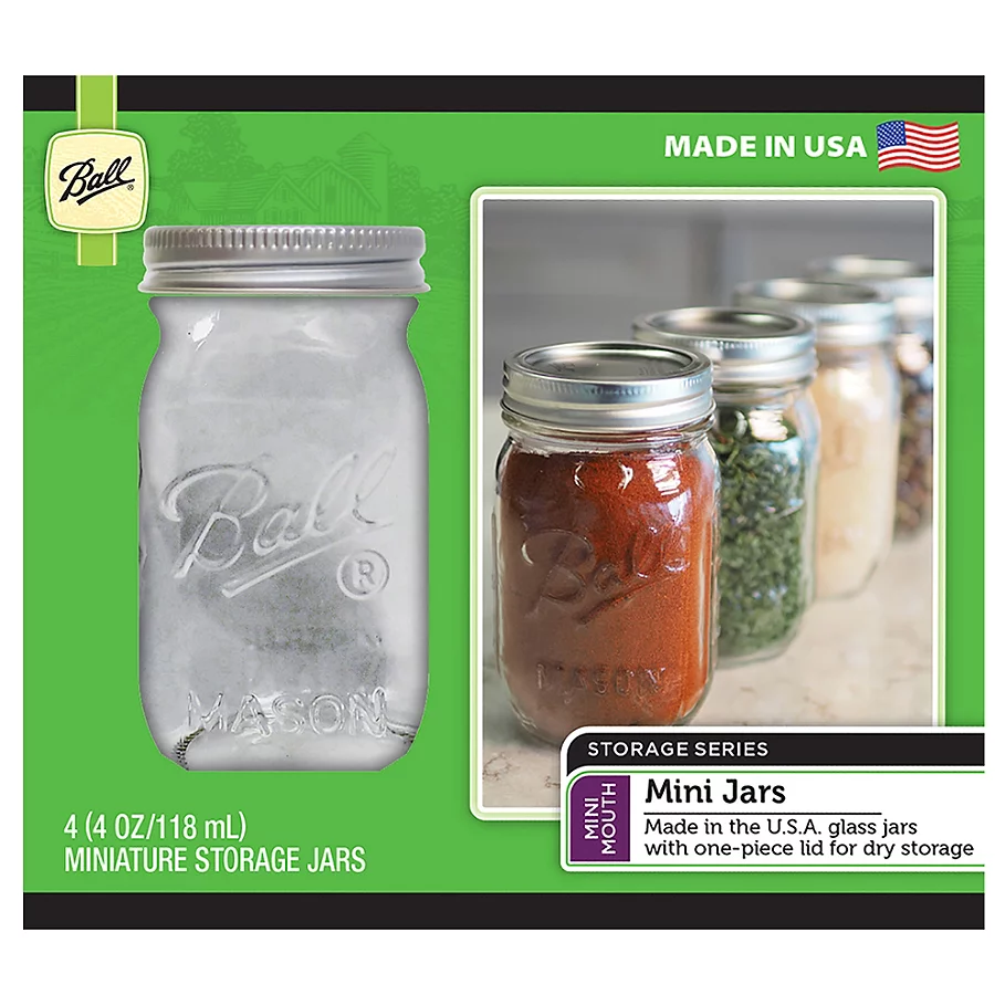  Ball Glass Mini Storage Jars (Set of 4)