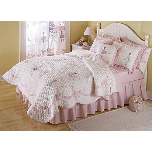  3 Piece Girls Light Pink Ballerina Theme Quilt Full Queen Set, Pretty Girly All Over Ballet Dance Lessons Bedding, Beautiful Cute Fun Dancing Dancer Bordered Bow Themed Pattern, Ro