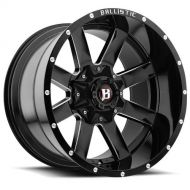 Ballistic Milled Rage 956 Wheels Rims 22x12 Black 8x6.5 (8x165.1) 8x170-44mm 959222870-44GBX!