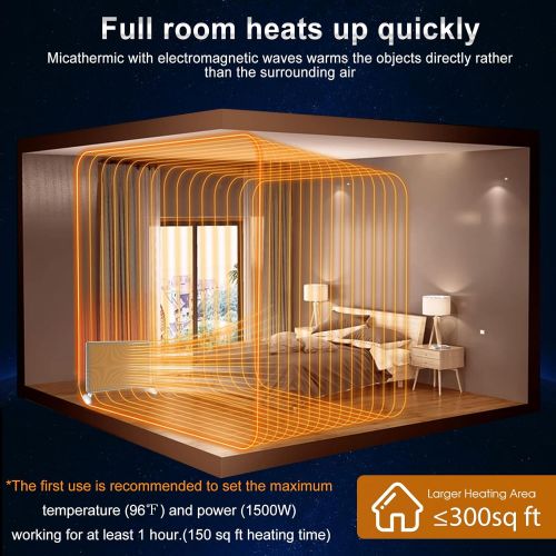  BALLU Apollo Portable Mica Infrared Panel Space Heater, 1500W Safe Convection Heater for Large Room, Quiet Heating,Freestanding/Wall Mount, TFT Digital Display, 7*24h Timer with Ca