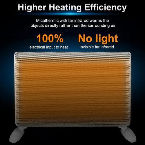  BALLU Apollo Portable Mica Infrared Panel Space Heater, 1500W Safe Convection Heater for Large Room, Quiet Heating,Freestanding/Wall Mount, TFT Digital Display, 7*24h Timer with Ca