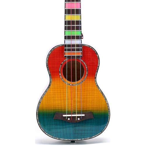  Balnna Soprano Ukulele Maple 21 inch Traditional High-gloss Rainbow Learn to Play,Color String with Soft Case Gig Bag