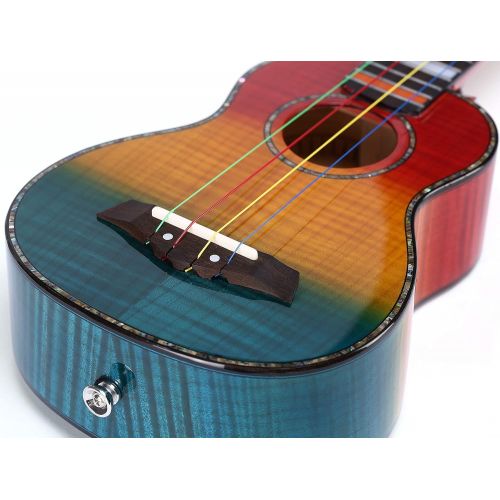 Balnna Soprano Ukulele Maple 21 inch Traditional High-gloss Rainbow Learn to Play,Color String with Soft Case Gig Bag