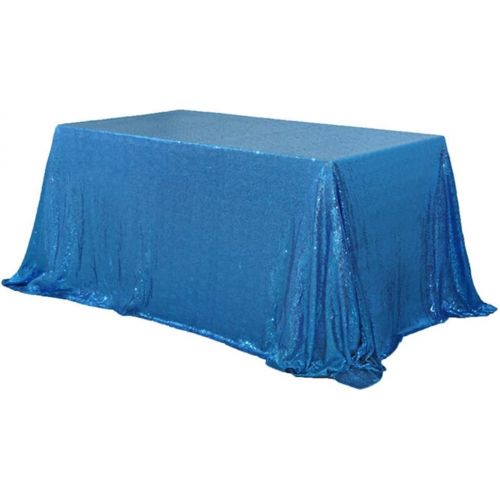  BalsaCircle 90x156 Sequin Rectangular Tablecloth for 8 Foot Table - Turquoise