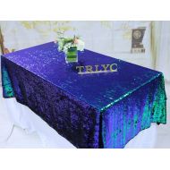 BalsaCircle 50X80 Green and Black Reversible Sparkly Stretch Fabric Sequin Tablecloth Overlay-2 Pack
