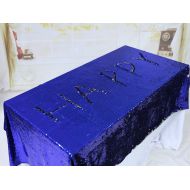 BalsaCircle TRLYC Royal Blue and Silver Reversible Sparkly Stretch Fabric Sequin Tablecloth-90x132-Inch