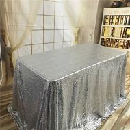 BalsaCircle TRLYC Black Friday Sequin Silver Sequin Table Cloth for Party Banquet--72x120Inch