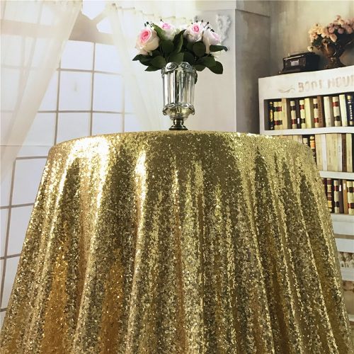  BalsaCircle TRLYC Round Cake Sequin Gold Sequin Tablecloth for Christmas Party-120-Inch