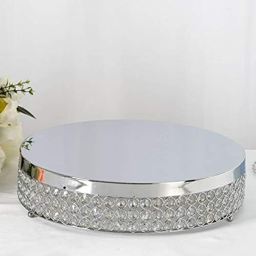  BalsaCircle 15.5-Inch wide Silver Beaded Round Metal Cake Stand - Birthday Party Wedding Display Dessert Pedestal Centerpiece Riser