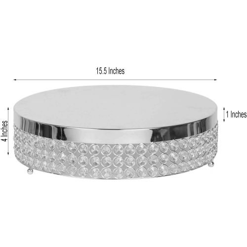  BalsaCircle 15.5-Inch wide Silver Beaded Round Metal Cake Stand - Birthday Party Wedding Display Dessert Pedestal Centerpiece Riser