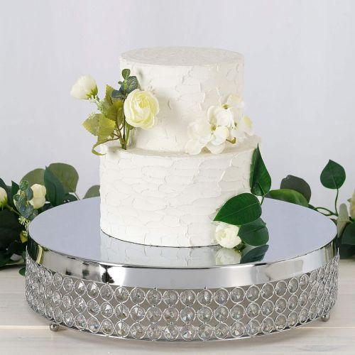  BalsaCircle 15.5-Inch wide Silver Beaded Round Metal Cake Stand - Birthday Party Wedding Display Dessert Pedestal Centerpiece Riser