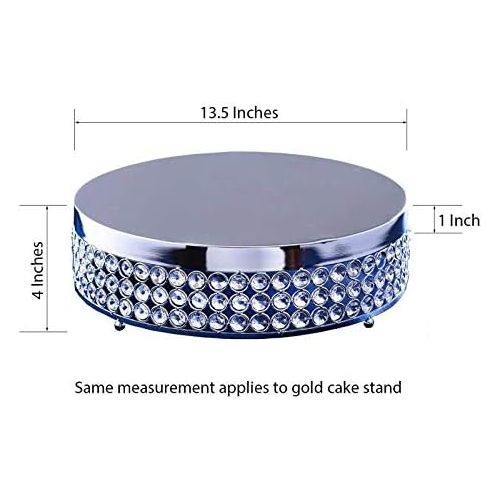  BalsaCircle 4-Inch tall x 13.5-Inch wide Silver Beaded Round Cake Stand - Wedding Birthday Party Display Dessert Riser Pedestal Cen