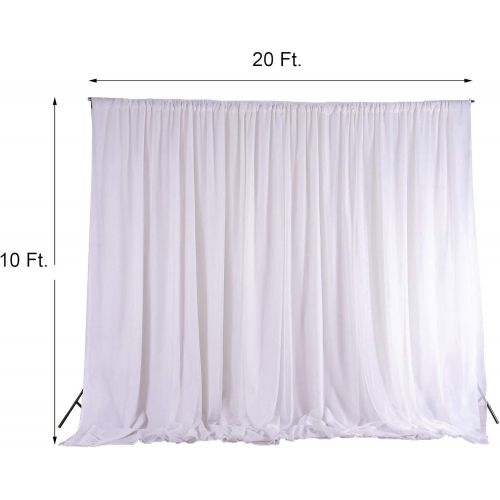  BalsaCircle 20 feet x 10 feet White Fabric Backdrop Drapes Curtains - Wedding Ceremony Event Party Photo Booth Home Windows