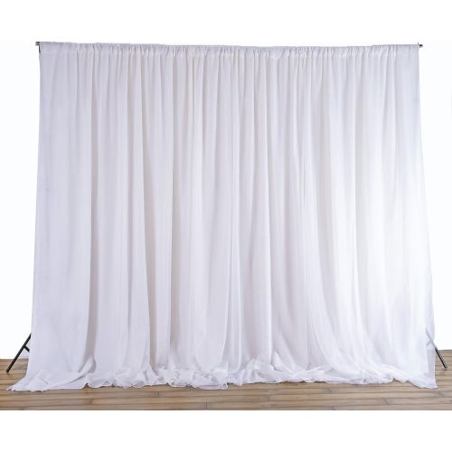  BalsaCircle 20 feet x 10 feet White Fabric Backdrop Drapes Curtains - Wedding Ceremony Event Party Photo Booth Home Windows