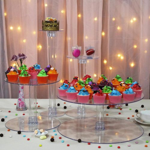  BalsaCircle 4 Tiers Clear 16-Inch Round Crystal Acrylic Cupcake Stand - Tiered Dessert Food Serving Tower Birthday Party Wedding